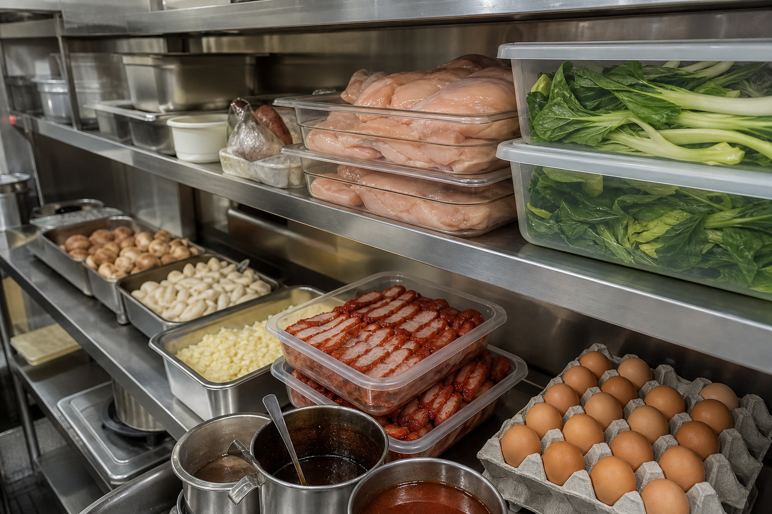 Kitchen shelf with ingredients